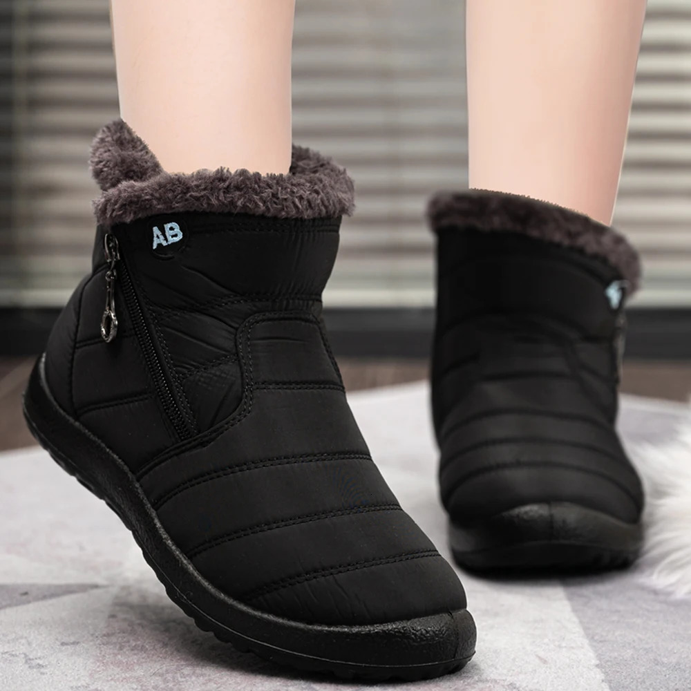 Womens boots waterproof snow boots womens plush winter boots womens warm ankle boots womens casual shoes plus size 240611