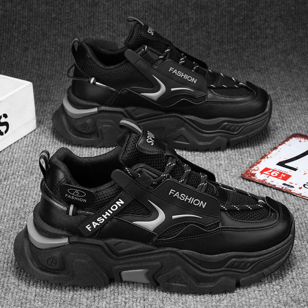 Spring and fall new mesh men's Fashion large size sneakers comfortable platform chunky shoes