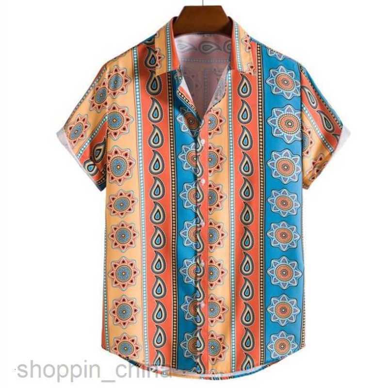 Men's Casual Shirts Summer Blossom Shirt Collection Men Printed Short sleeved Shirts Ethnic Style Loose Lapel Top tops