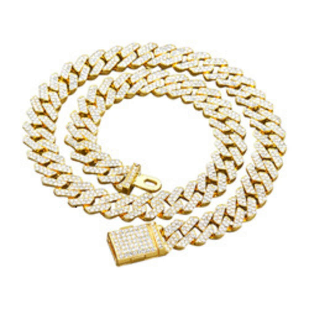 Wholesale Fashion Jewelry Hip Hop Two Tones Diamond Chain Link Gemstone Necklace Miami Cuban for Men Women