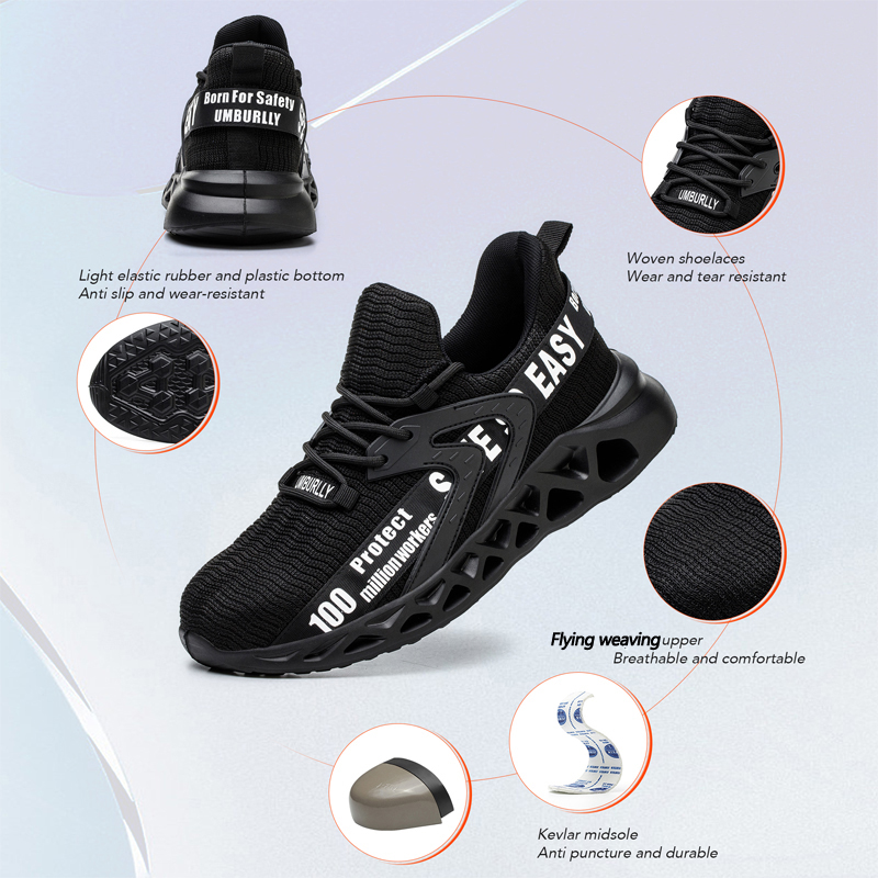 Safety New Men Breathable Light New Work Sneakers Steel Toe Anti-smash Anti-puncture Indestructible Shoes Large Size 50