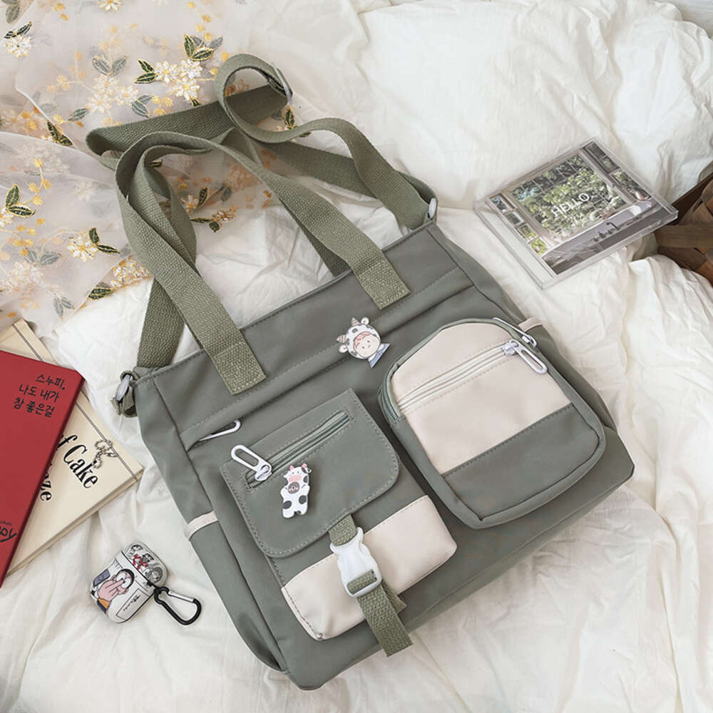 version Korean of ulzzang college antique sensei style, artistic and versatile girl student color contrast large capacity shoulder bag H6.12#19 ddmyth