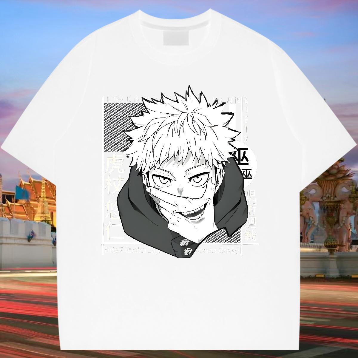 2024 T-Shirts Anime Print Casual Men Clothes T-Shirt Cotton O Neck Short Sleeves Unisex