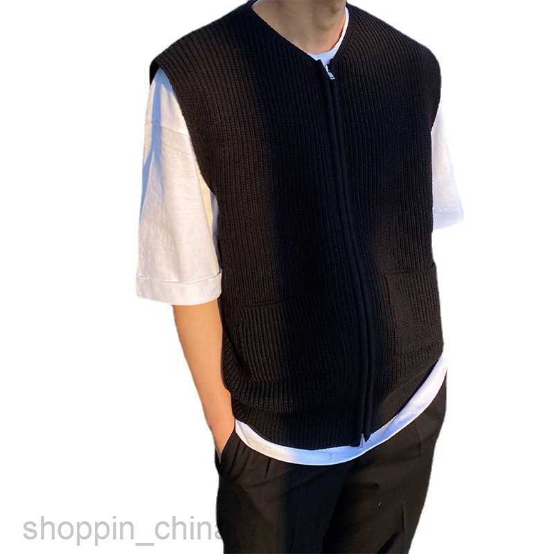 Men's Jackets Coats Loose sweater vest men autumn new fashion personality college style waistcoat zipper knitted cardigan coat