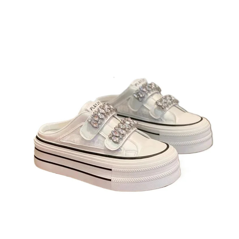 Crystal Platform Womens Slippers Flat Shoes Sports Shoes 2024 Dresigner Summer Leisure Mule Walking Drone Zapatos Comfortable Sports Shoes 240611