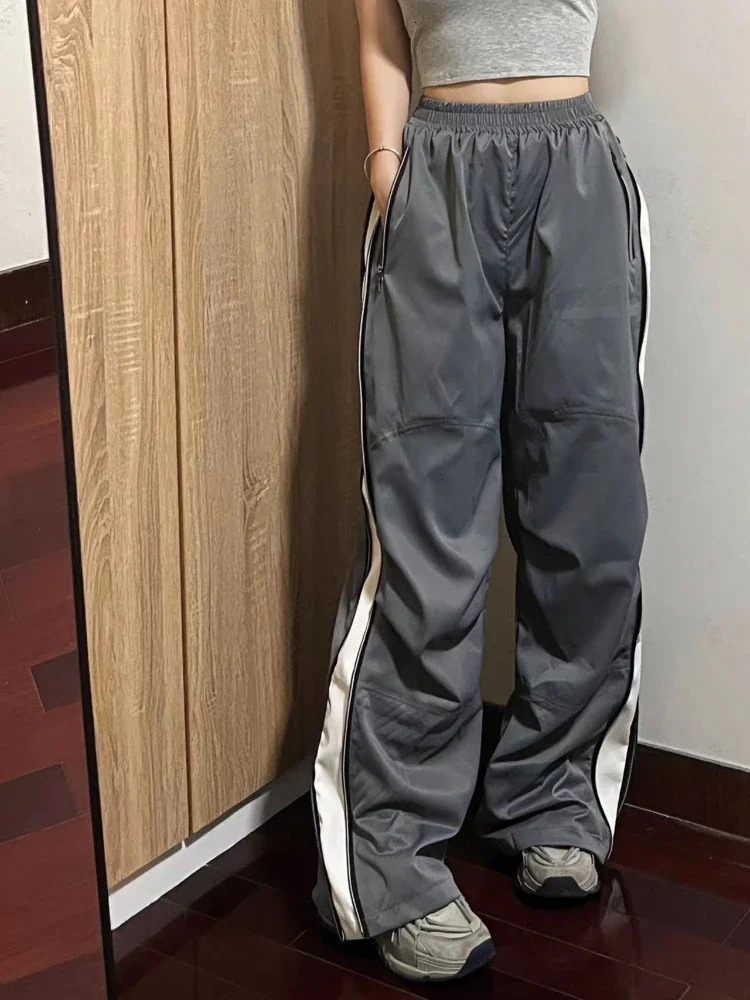 Women Casual Baggy Pants Harajuku Oversized Cargo Pants Y2K Korean Fashion Hip Hop Wide Leg Zipper Trousers Sweatpants 240530