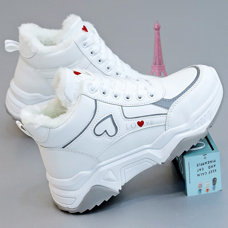 Spring Platform Sneakers Women Casual Wedge Sneaker Warm Cotton Female Lace-up Chunky Running Shoes for Woman f812
