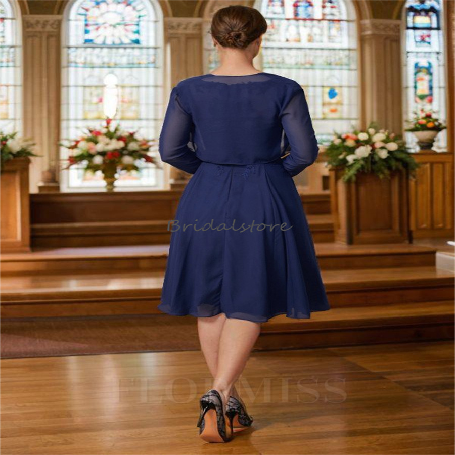 Chic Two Pieces Mother Of The Bride Dresses 2024 Knee Length Appliques Lace Chiffon Beach Wedding Guest Dress With Jacket Party Dance Birthday A Line 