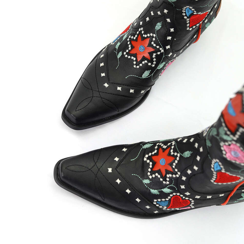 For Womens Plus Size Fashion Embroidered Vintage Cowgril Cowboy Western Knee High Boots Autumn Winter Casual Warm Shoes
