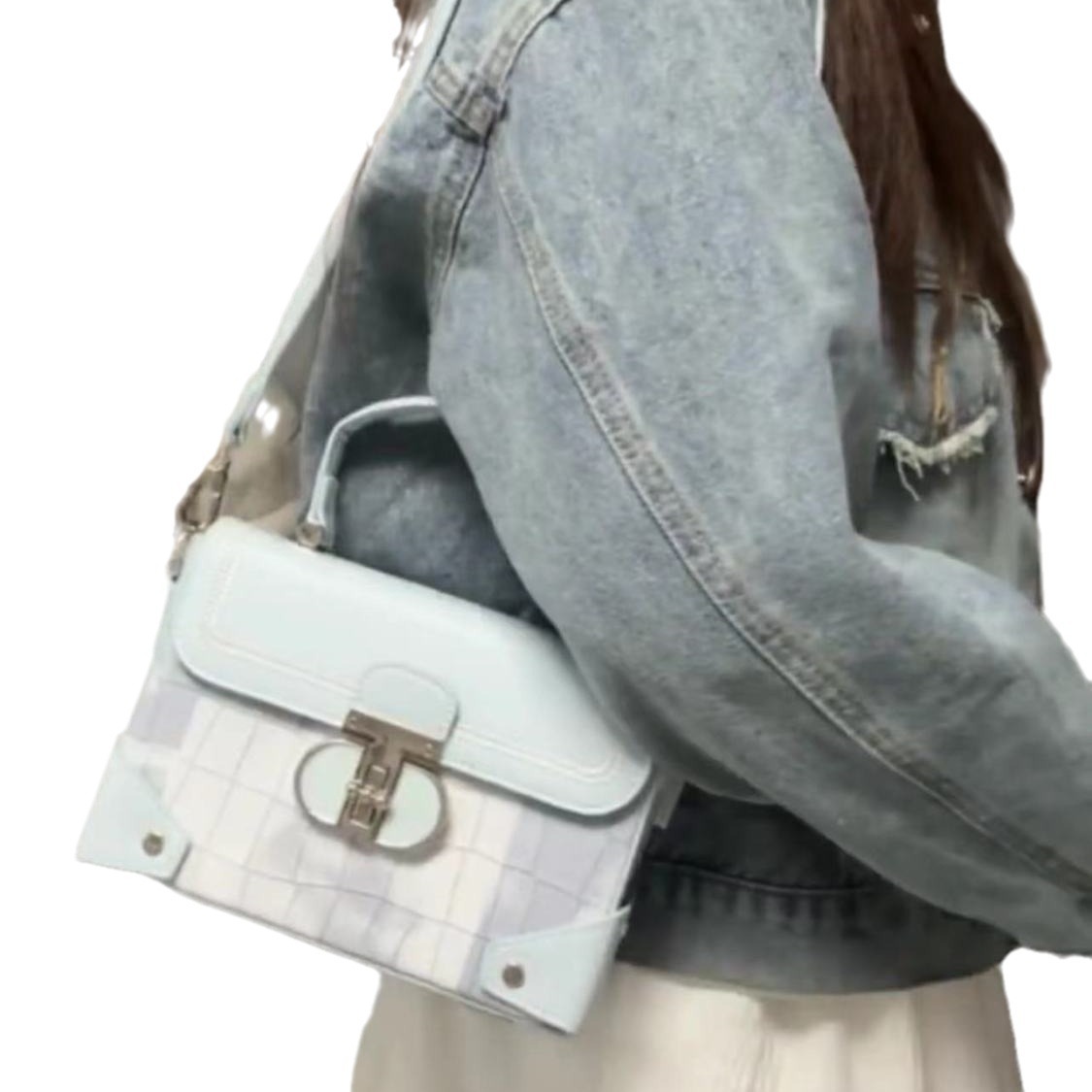 High quality niche design textured small square bag women hot selling handbag fashionable shoulder bag versatile casual color contrast crossbody bag