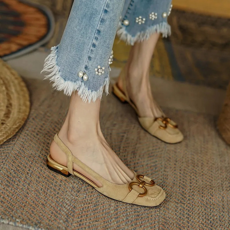 Womens Sandals Elegant Office Womens Shoes and Sandals Womens Casual Shoes Square Heels Sandals Sliding Apartments 240611