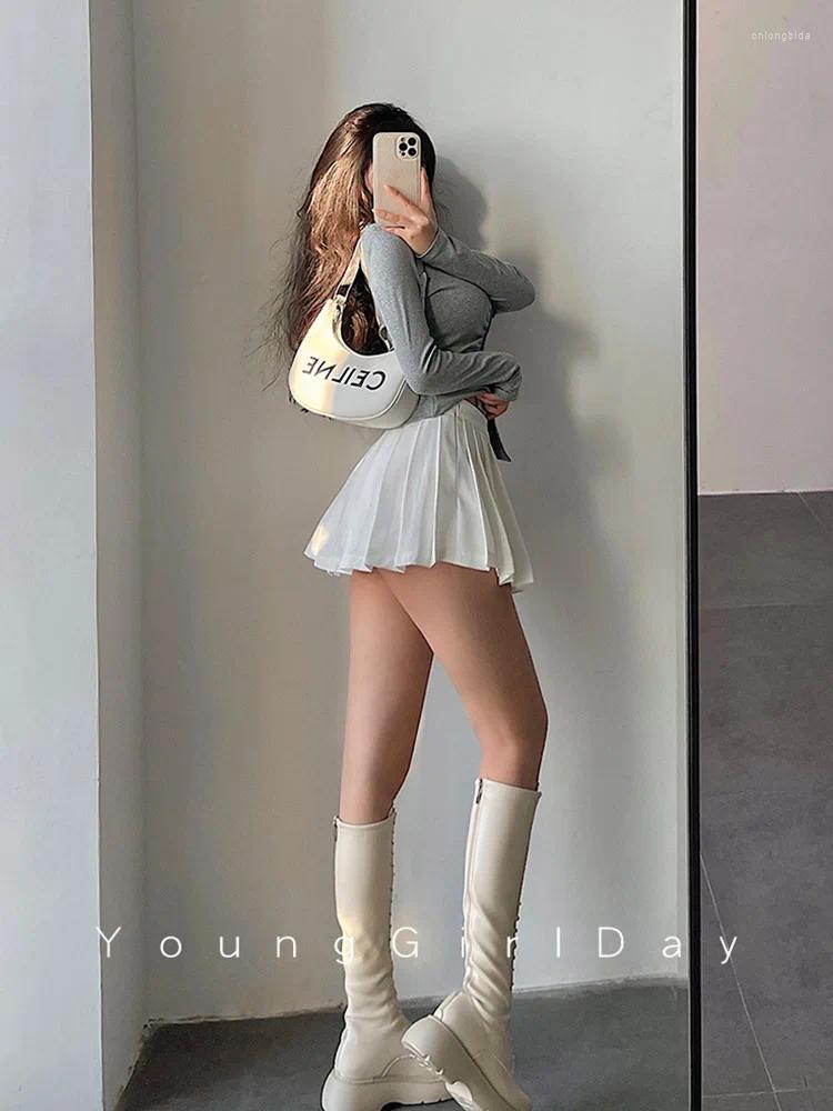 Skirts Pleated Skirt With Shorts Women Sexy High Waist White Black A-line Korean Gyaru Mini Tennis School Girl Summer