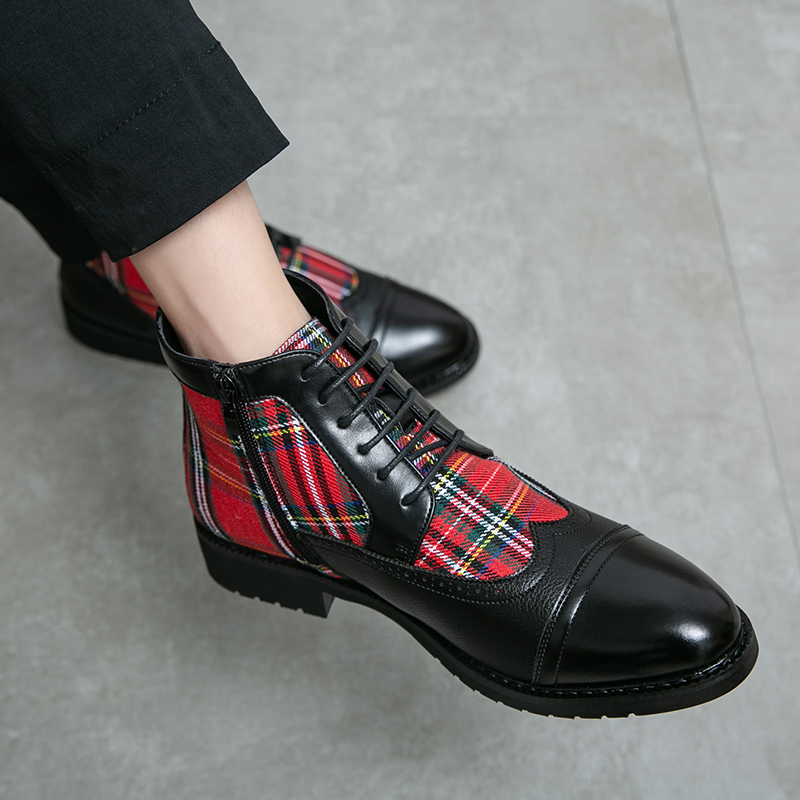 Fall Winter Brand Men's Chelsea Boots Split Leather Men's Slip-On Ankle Boots Luxury Fashion Designer Classic Red Black Boots