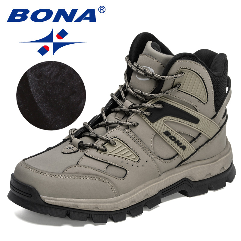 2023 Quality BONA New Designers Mountain Desert Climbing Shoes Men Ankle Plush Hiking Boots Man High Top Trekking Footwear New Manscuo E3a2 Scuo