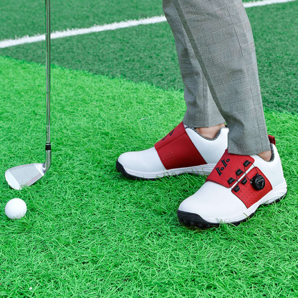 New Arrival Mens Leather Non-slip Rotation Shoelace Professional Waterproof Golf Shoes