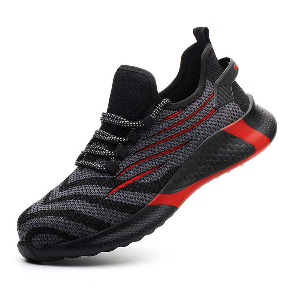 Wholesale of breathable fly knitted safety shoes by manufacturers, steel toe work shoes, impact and anti puncture
