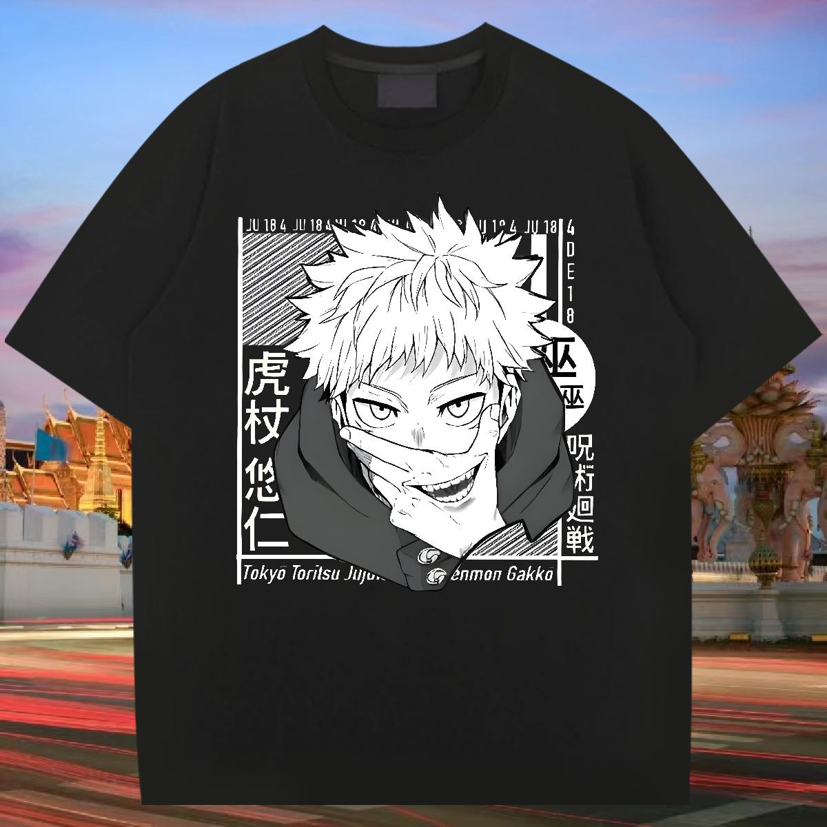2024 T-Shirts Anime Print Casual Men Clothes T-Shirt Cotton O Neck Short Sleeves Unisex