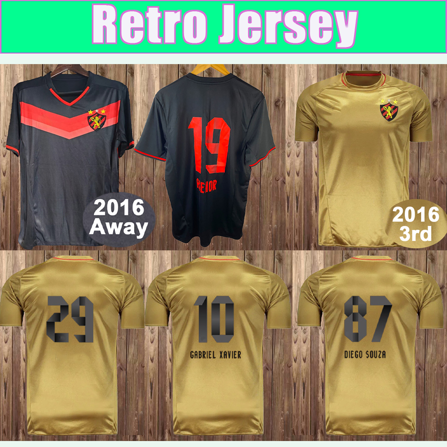 2016 Sport Club do Recife RODRIGO Retro Soccer Jersey NETO RITHELY AGENOR Away Black Vintage Football Shirt Short Sleeve Adult Uniforms