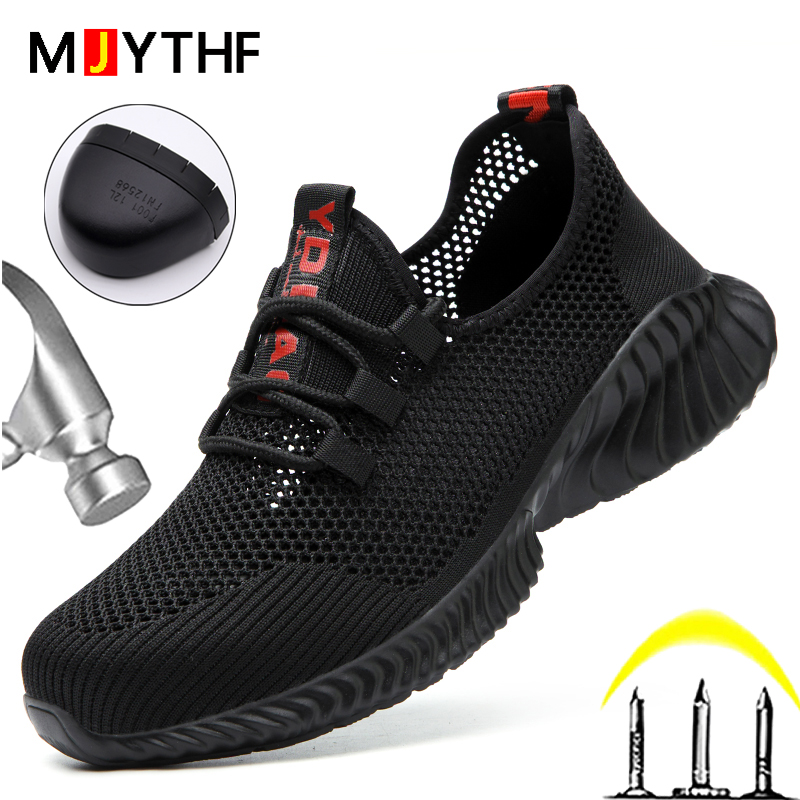 Work Breathable Summer Lightweight Protective Sneakers Safety Steel Toe Shoes Men Puncture-Proof boots 0c58