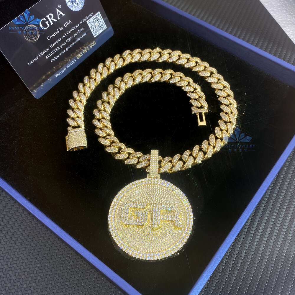 Hip Hop Cluster Name Letter Pendant 10k 14k Solid Karat Gold Real Gold Pass Diamond Tester Vvs Moissanite Diamond Pendant