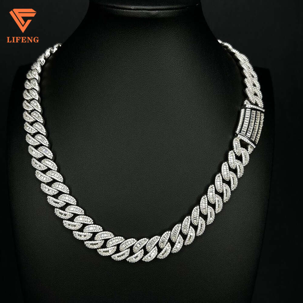 Custom White Gold Cuban Necklace 14mm 1624inch Ladder Square Moissanite Diamond Full Iced Out Hip Hop Cuban Link Chain Necklace
