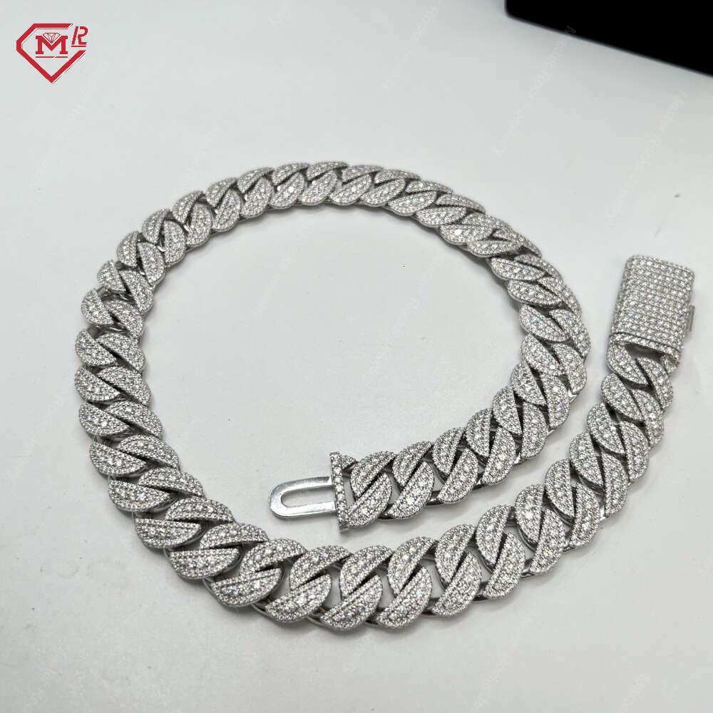 Luxury Cuban Link Chain 12mm 15mm 18mm Hip Hop Iced Out 925 Sterling Silver Vvs Moissanite Miami Cuban Link Chain