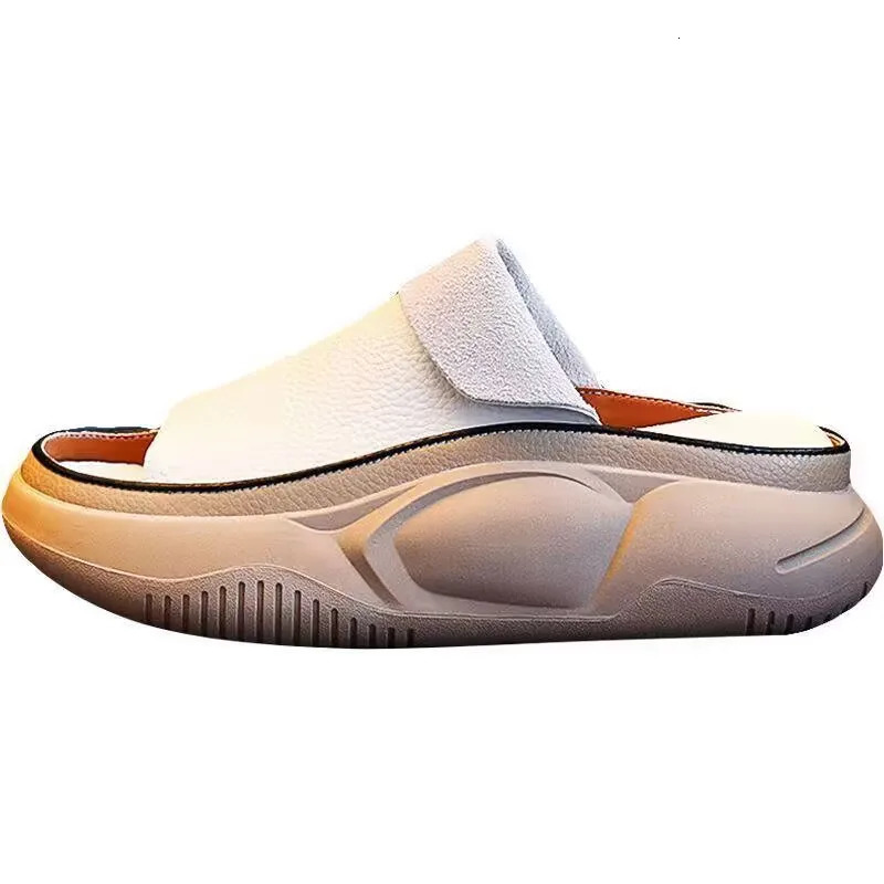 Leather Slippers Summer Fashion To Wear All The Thick Soles Comfortable Non-Slip Shopping Casual Sandals 240611