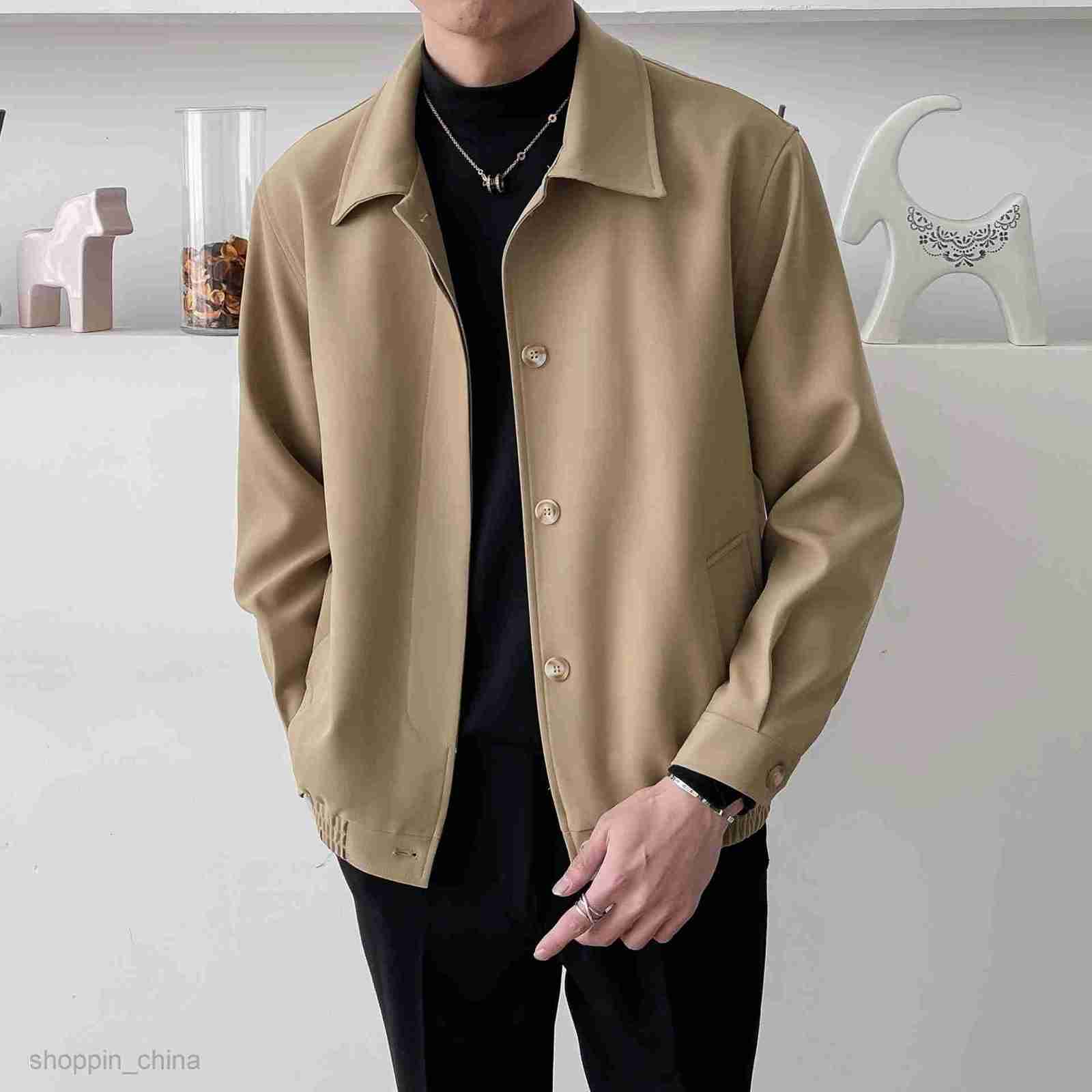 Men's Jackets Coats Spring and Autumn New Style Man Casual Apricot Collar Jacket Loose Fashion Short Silhouette Coat Top Men