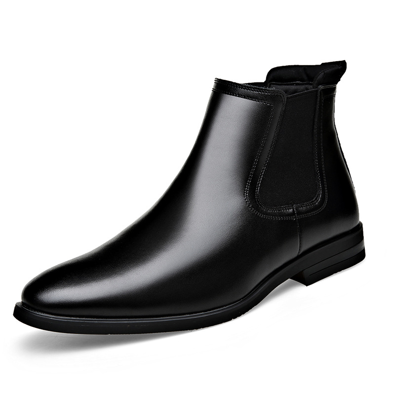 Big Size Chelsea Boots Man Genuine Leather Autumn Winter Men's Pointed Toe British Style Suit Shoes High Top Ankle Boots for Men