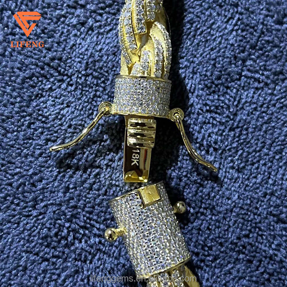 Best Selling Hip Hop Jewelry Ice Out Diamond S925 Vvs Moissanite 10mm Twist Rope Chain Miami Cuban Link Chain Men Necklace