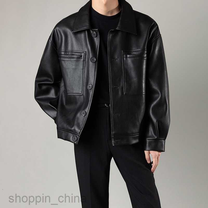 Men's Jackets Coats Loose and short PU leather jacket man ruffled and handsome top spring and autumn version lapel motorcycle casual jacket