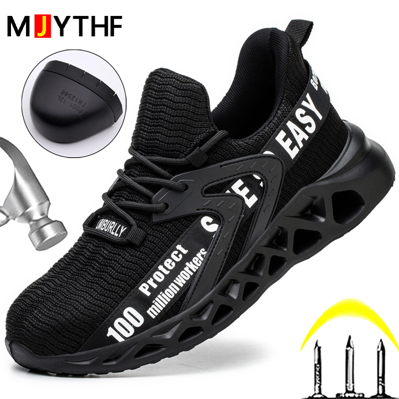 Safety New Men Breathable Light New Work Sneakers Steel Toe Anti-smash Anti-puncture Indestructible Shoes Large Size 50