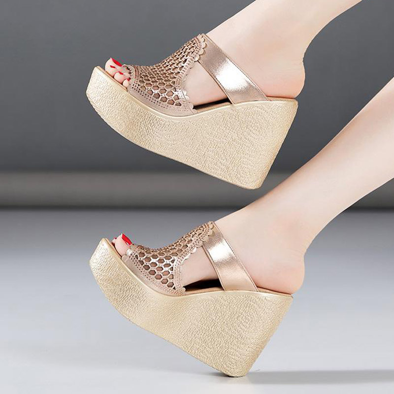 Women's High Heel Sandals Peep Toe Mesh Lace Wedge Heels Stylish Summer Shoes for Comfort and Breathability