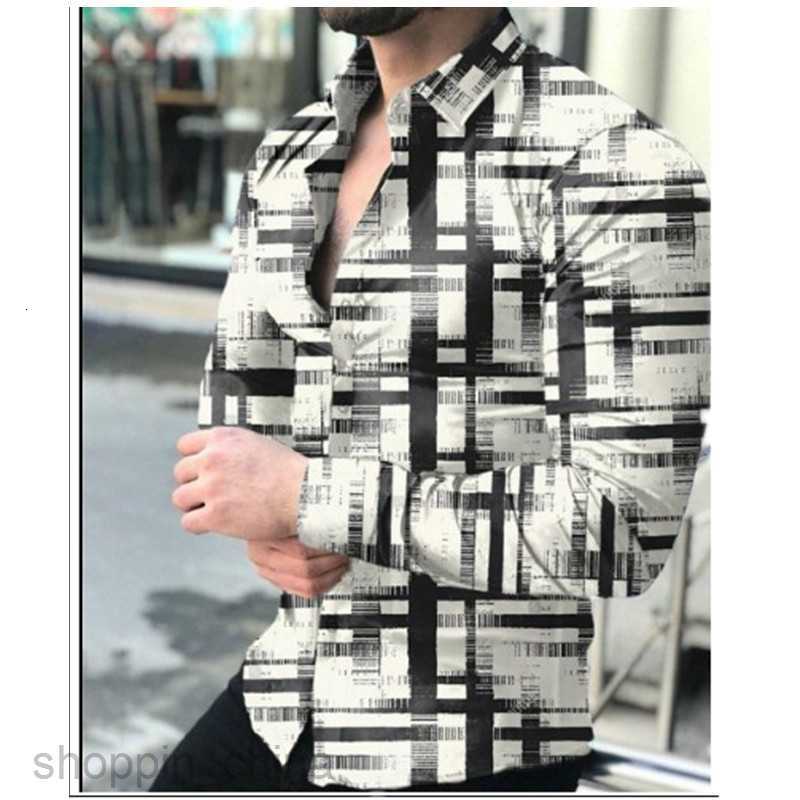 Men's Casual Shirts Spring and Autumn New Polo Neck Shirt 3D Printed Casual Loose Men's Long sleeved Top tops
