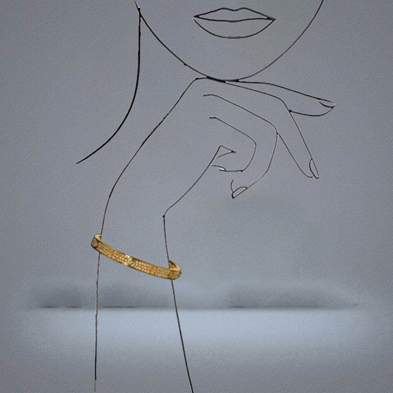 Fashion Full Diamond Bangle Stainless Steel Open Cuff Bracelet for Women Men Two Row Stone Bangles 3 Colour Selct Gold Silver Rosy