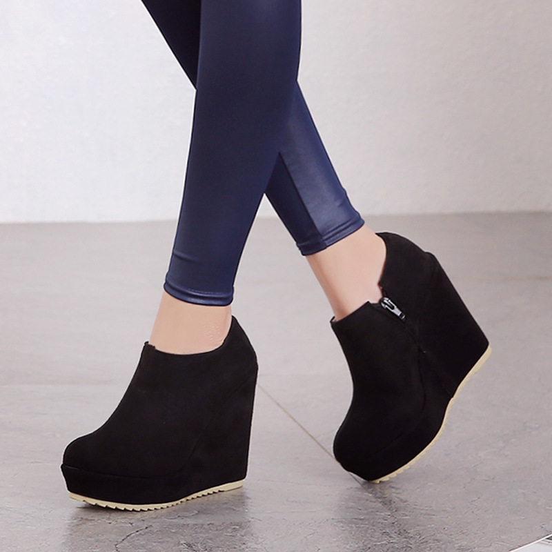 Autumn 2021 Winter New Stylish Women Sexy Platform Round Toe Wedges Woman Ankle Boots Plus size fvb67 2ea9