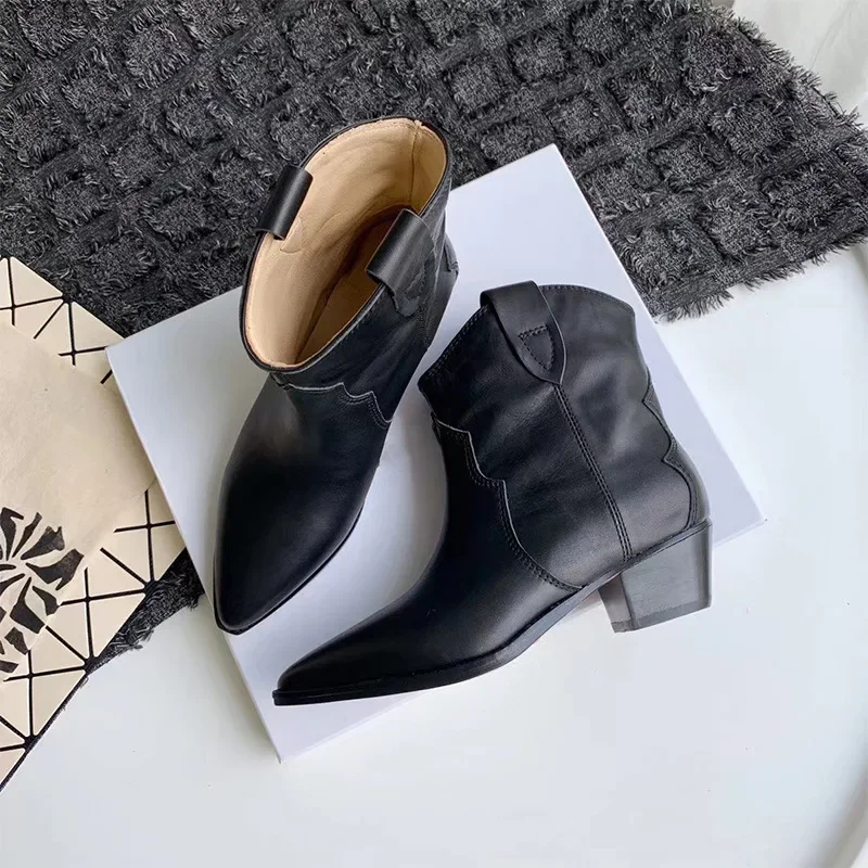 Winter Classic Chelsea Boots for Woman Cow Suede Pointy toe Wedge Heel Ankle Boots Simple Comfortable Cowboy Boots Female2024