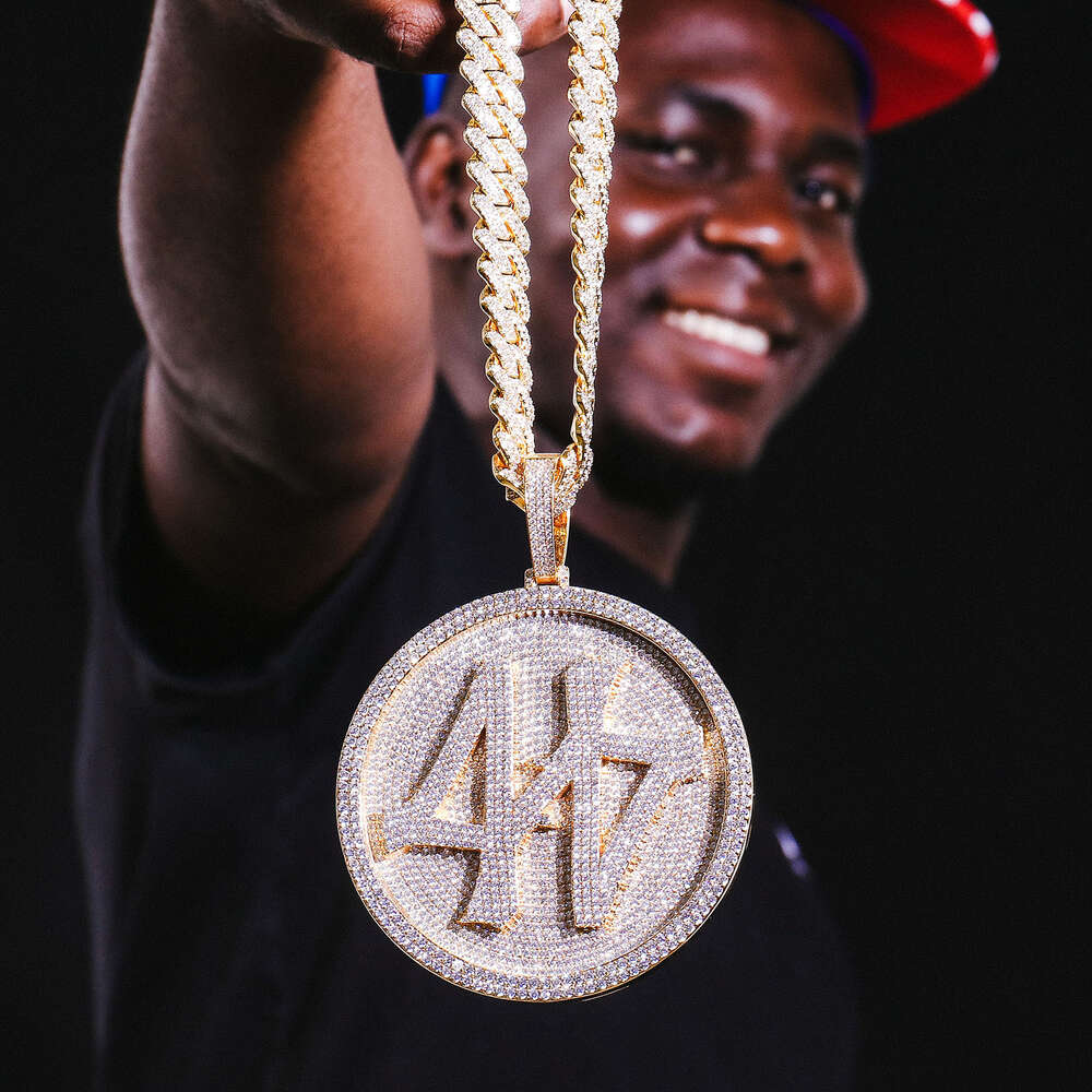 Luxury Style Iced Out Hip Hop Custom Chain Pendant 925 Silver Moissanite Round Jewelry S925 Pendant Charms for Necklace