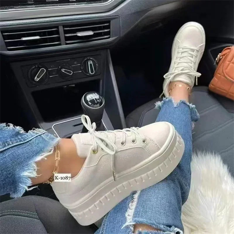 Women Platform White Sneakers Ladies Fashion Trainers Baskets Shoes Femme Casual Chunky Vulcanized Female Big Size New 43 240611