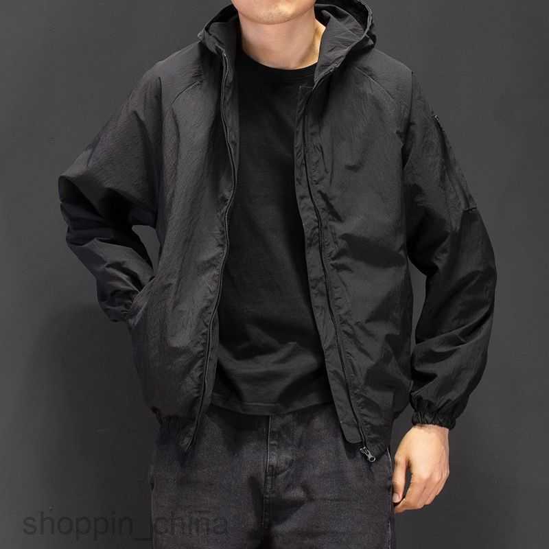 Men's Jackets Coats Spring and Autumn Trendy Men Coat Spring New Hooded Sports Windbreaker Loose and Thin Trendy Man Jacket