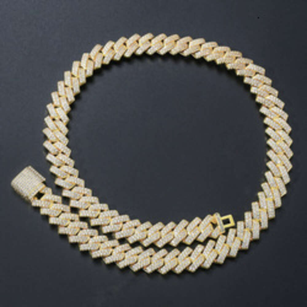 Wholesale 18k Gold Plated Iced Out Prong Cz Miami Cuban Link Chain 14mm Hip Hop Necklace Men Jewelry Custom Bracelet
