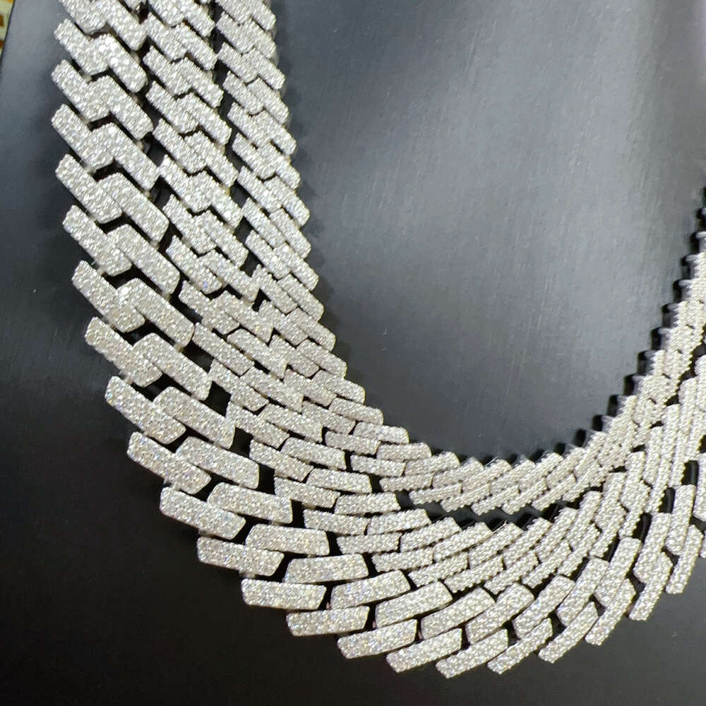 10mm 12mm 15mm d Color Vvs Moissanite 925 Sterling Silver Cuban Chain Mens Hip Hop Jewelry Necklace