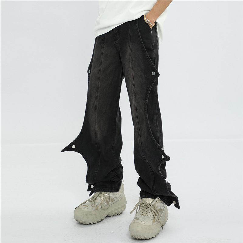 Men's Stretch Loose Fit Jeans Men's Washed Denim Pants Streetwear Blue Vintage Hip Hop Jeans Men Baggy Pants Women