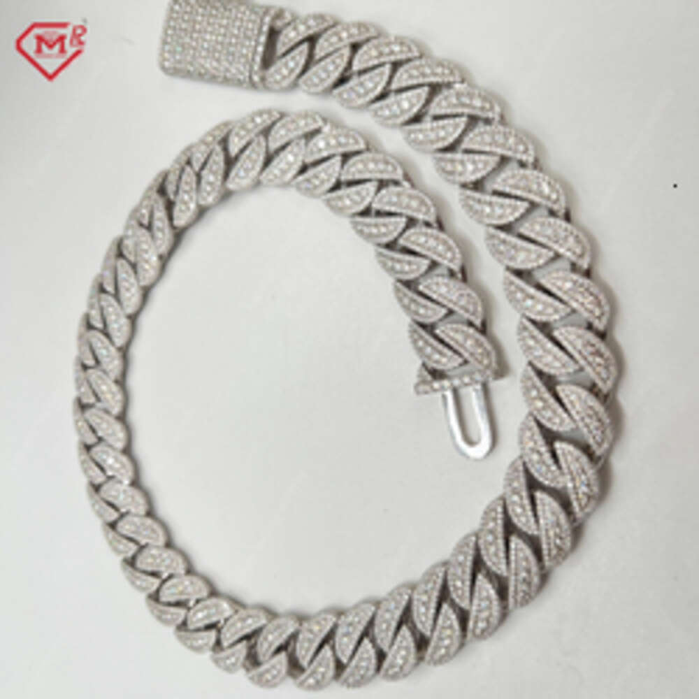 Luxury Cuban Link Chain 12mm 15mm 18mm Hip Hop Iced Out 925 Sterling Silver Vvs Moissanite Miami Cuban Link Chain