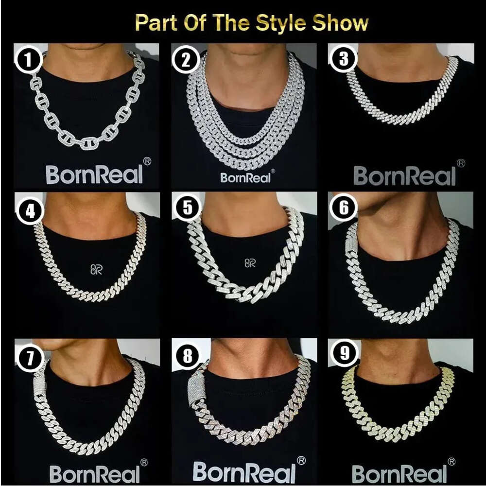 Factory Price Wholesale 8mm 10mm 12mm 14mm Moissanite Cuban Chain Bracelet Pass Diamond Tester 925 Silver Link Necklace