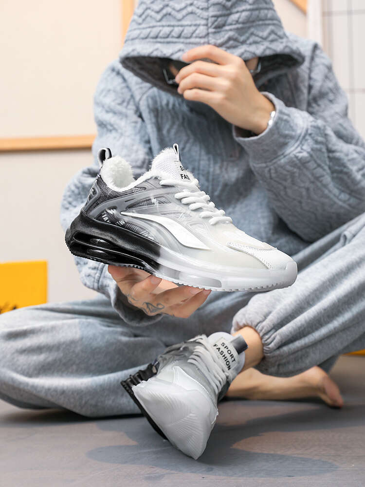 Winter men's and women's new fleece heightening sneakers