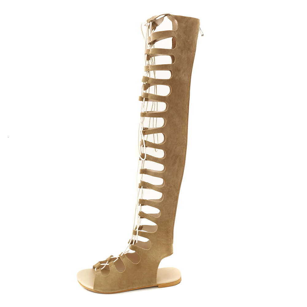 Roman Gladiator Bandage Sandals Flat Over The Knee Boot Sandalias Botas Femininas Women Shoes Girls Summer Hollow Boots 44