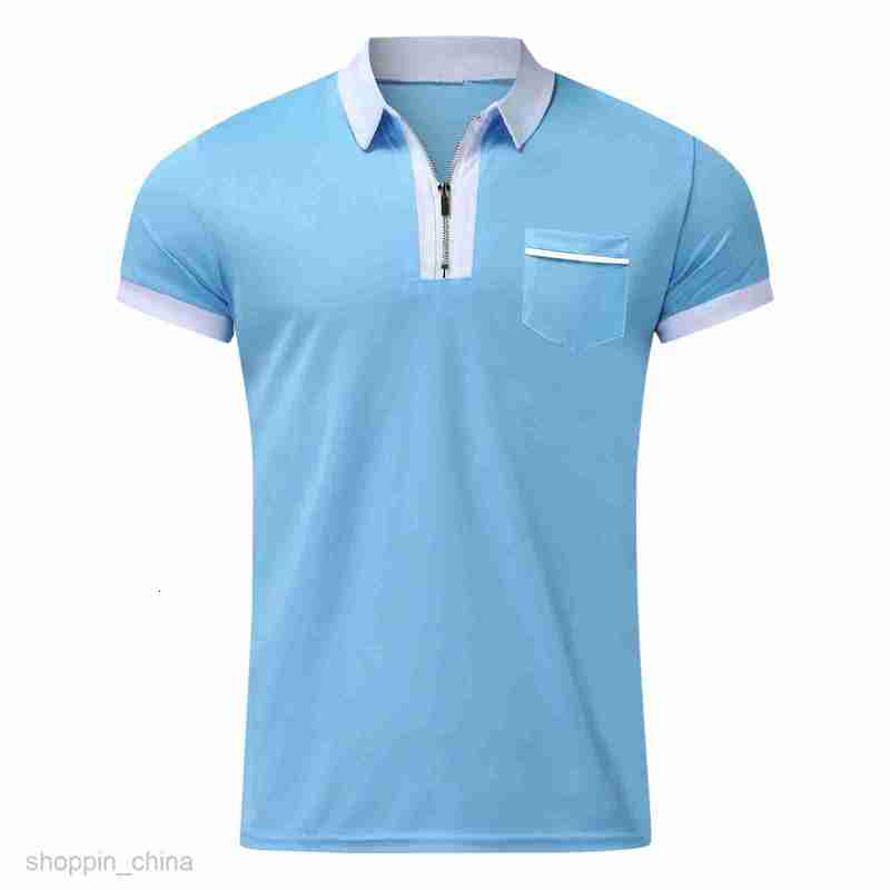 Men's Polos Shirts New Summer Casual Zipper pocket Polo Shirt Men Short Sleeve tops