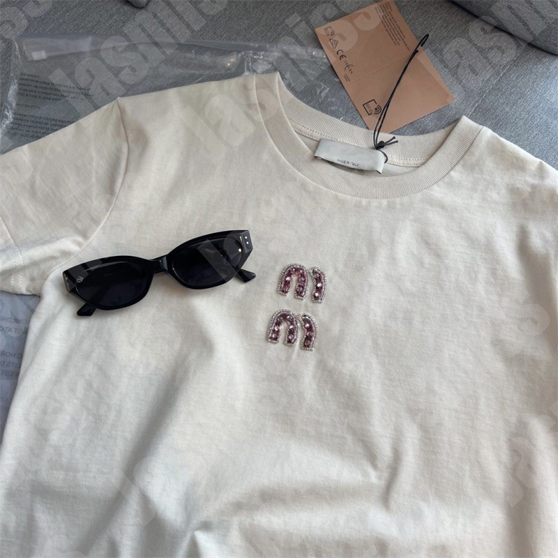 Women's T-Shirt Designer T Shirt Women Summer Crystal Embroidered Clothes Womens Top Tshirts Short Slve Tshirt Diamond mu Letter T-shirts H25116