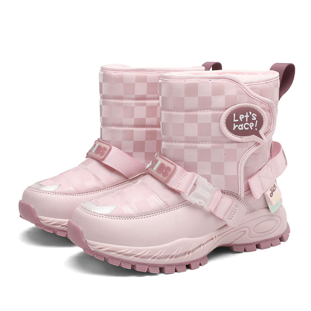 Anti slip warm camo printing kids children ribbon shoes furry fur snow boots for toddlers